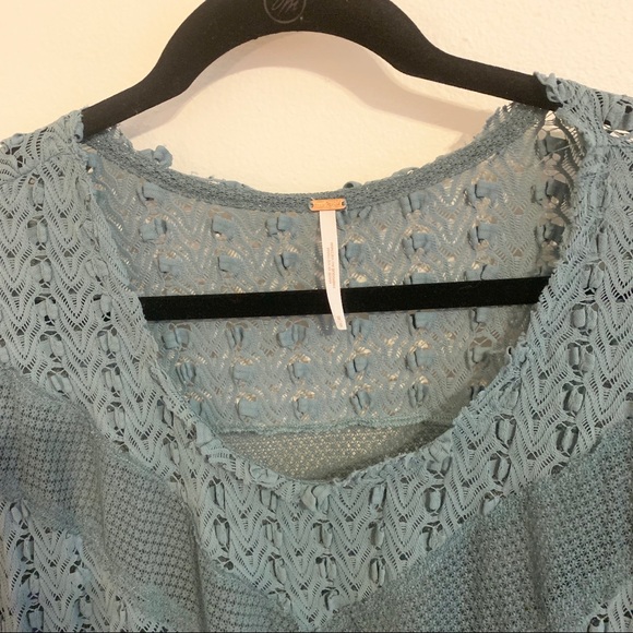FREE PEOPLE long sleeve top sheer flowy size M - Picture 3 of 4